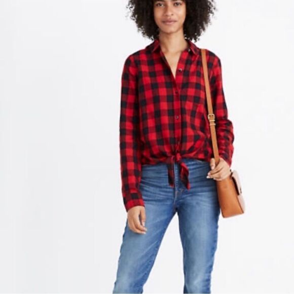 Madewell Tops - Madewell Flannel Tie-Front Shirt